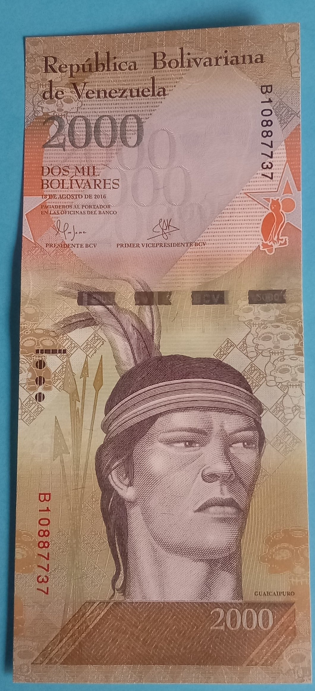 Venezuela 2.000 Bolivares 18.08.2016  Unc