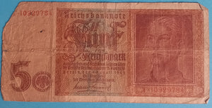 5 Reichsmark 01.08.1942 gebraucht