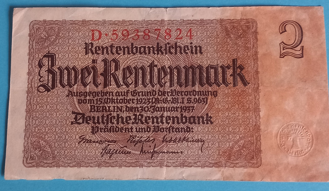 BRD 2 Rentenmark 1937