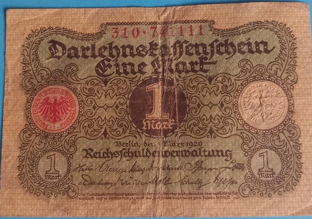 Darlehnskassenschein 1 Mark 1920