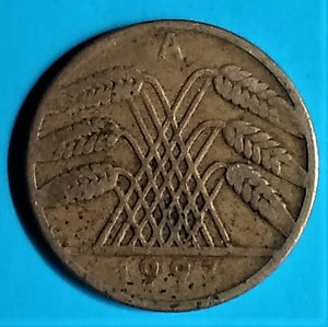 Weimarer Republik 10 Rentenpfennig 1924 zufällige Prägestätten