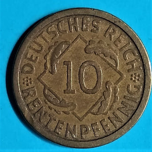 Weimarer Republik 10 Rentenpfennig 1924 zufällige Prägestätten