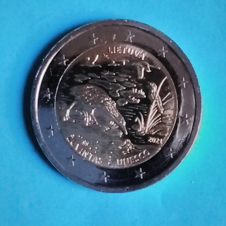 2€ Gedenkmünze Litauen Biosphärenreservat von Zuvintas 2021