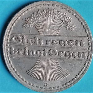 Weimarer Republik 50 Pfennig 1920-1922 verschiedene Prägestätten