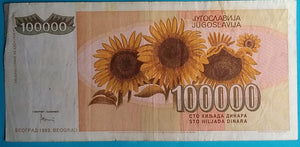 Jugoslawien 100.000 Dinara 1993 gebraucht