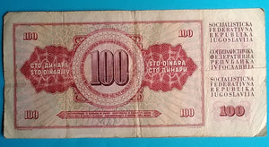 Jugoslawien 100 Dinara 1965  gebraucht