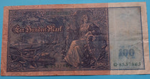 Laden Sie das Bild in den Galerie-Viewer, 100 Mark 1910  gebraucht grüner Stempel
