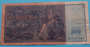 100 Mark 1910  gebraucht grüner Stempel