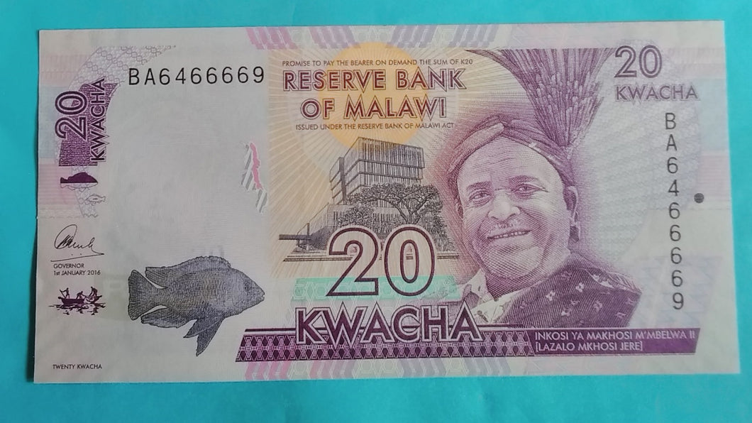 Malawi 20 Kwacha 2016 Unc