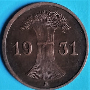 Weimarer Republik 1 Reichs-Rentenpfennig 1924-1936 zufällige Jahrgänge und zufällige Prägestätten