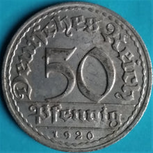 Laden Sie das Bild in den Galerie-Viewer, Weimarer Republik 50 Pfennig 1920-1922 verschiedene Prägestätten
